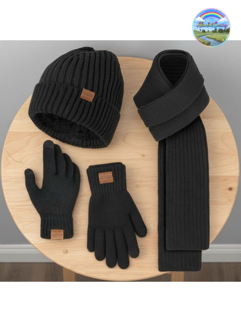 Men's Acrylic Fleece Lined Beanie Scarf & Touchscreen Gloves 3PC Set